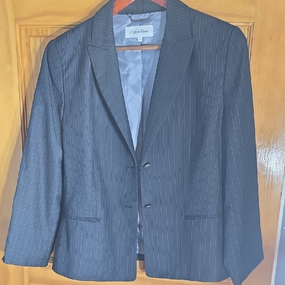 Calvin Klein Charcoal Pinstripe Blazer Size 12
